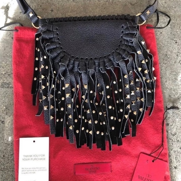 Authentic VALENTINO Rock Stud Fringe Belt Bag - Picture 3 of 8